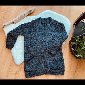 Jessica Simpson Gray Soft Winter Zip-Up Sweater